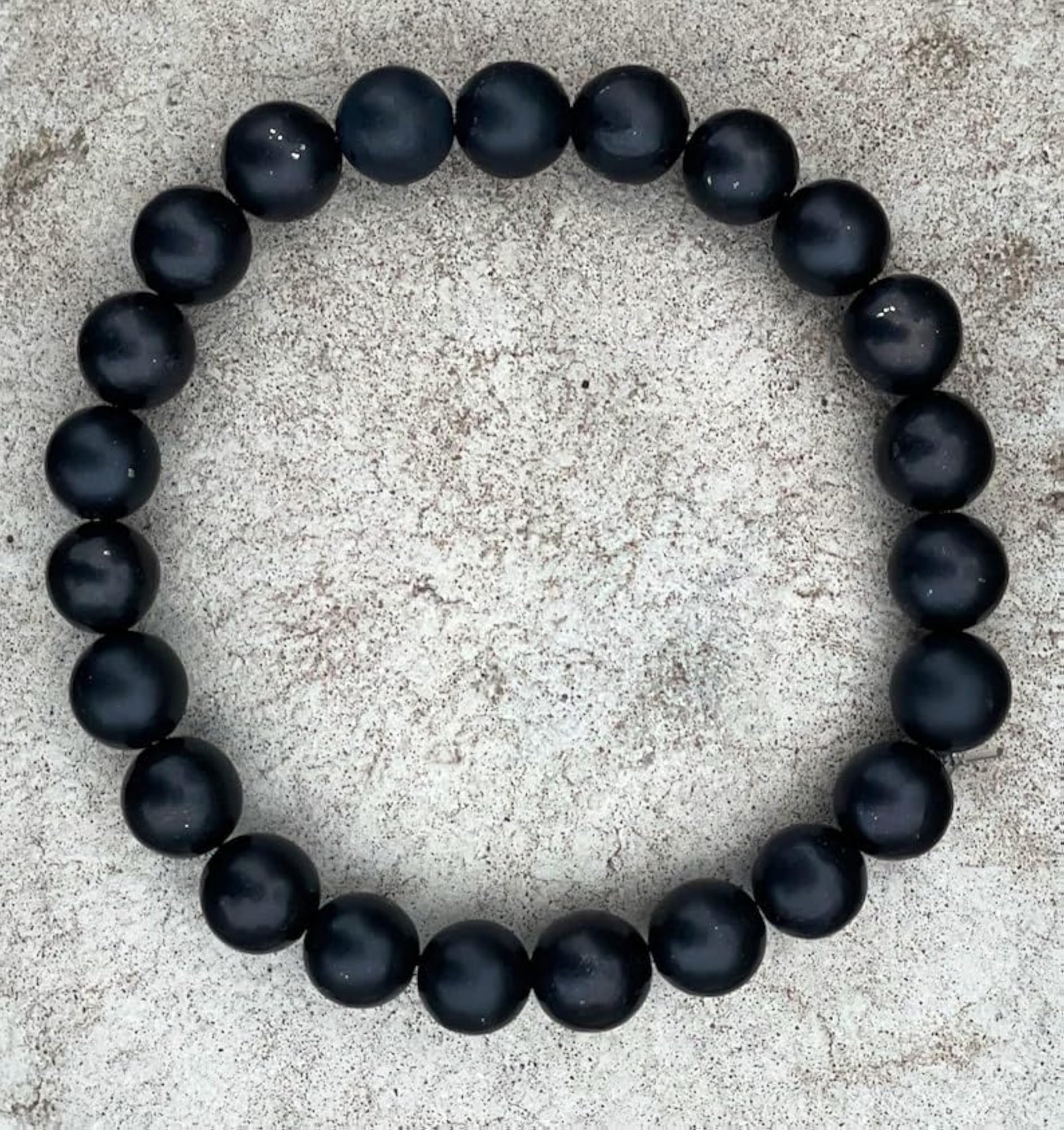 Unisex Natural Shungite 8mm Round Beads Stretchable Bracelet